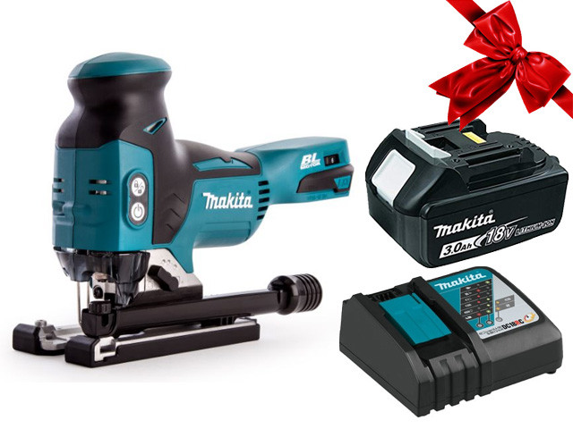 Аккум. лобзик MAKITA DJV 181 Z в кор. + АКЦИЯ (BL1830B + DC18RC) (18.0 В, 1 акк. 3.0 А/ч, Li-Ion, пропил до - фото 1 - id-p115903498