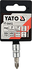 Головка 1/4"-вставка PH2 L 37мм "Yato" YT-04412, фото 2