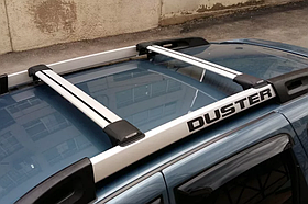 Багажник (серебристый) на рейлинги с просветом для Renault Duster 2015 - 2018