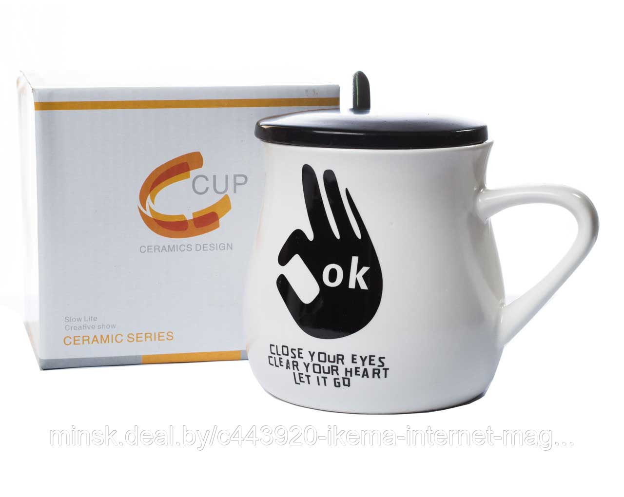 Кружка с ложкой и крышкой ОК MUG-24, 450мл