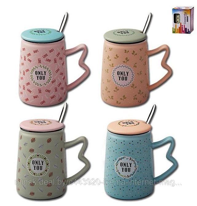 Кружка с ложкой и крышкой MUG-245  400мл