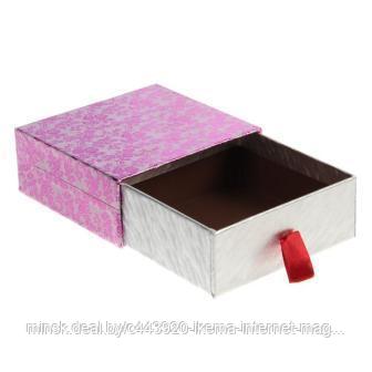 Коробка подарочная квадрат 12,5*12,5*5 см "Пенал", цвет розовый 1534054, фото 2