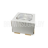 Коробка торт с окном и бортом Белая (Беларусь, 300х300х200 мм)