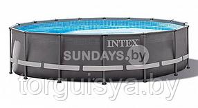 Каркасный бассейн Intex ULTRA XTR™ FRAME 488х122см +фильтр-насос 4500 л.ч, лестница, тент, подложка
