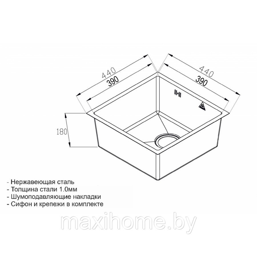 Мойка ZORG Steel Hammer SH R 4444 FILO - фото 3 - id-p115728199