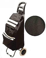 Хозяйственная сумка-тележка, Сумка 55*33*20 cм, Каркас 95*33*20 см., цвет №1 черный (1301-D)