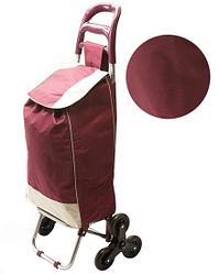 Хозяйственная сумка-тележка с тройными колесами (303), цвет Бордовый. Размер: 95*33*20 см, сумка: 55*33*20 см.