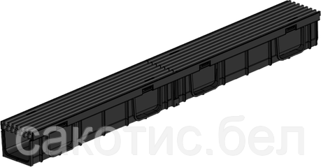 Лоток водоотводный ЛВ -10.11,5.9,5 - пластиковый с решеткой РВ- 10.11.50 пластиковой ячеистой, кл. B125, фото 2