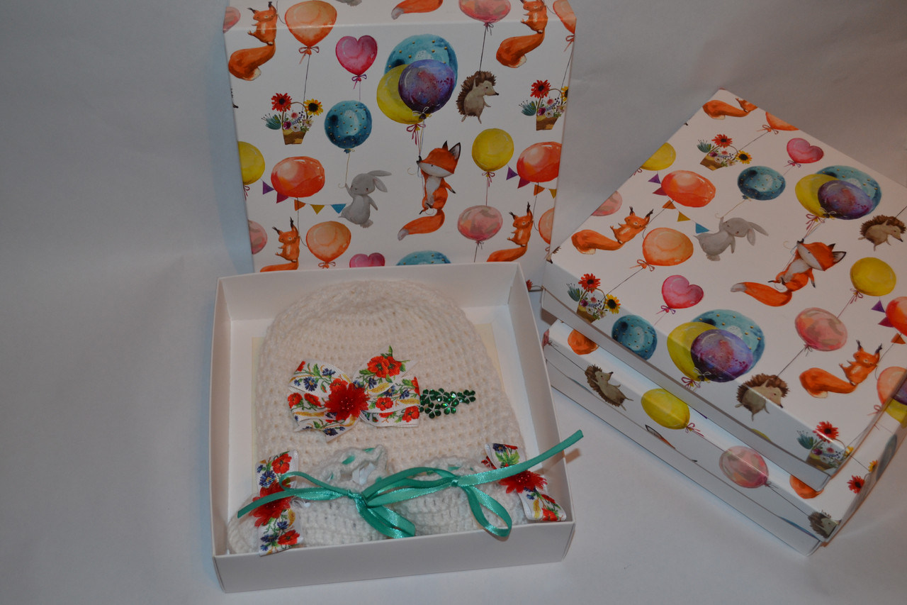 Пинетки и шапочка для малышки в подарочной коробке - фото 4 - id-p116009523