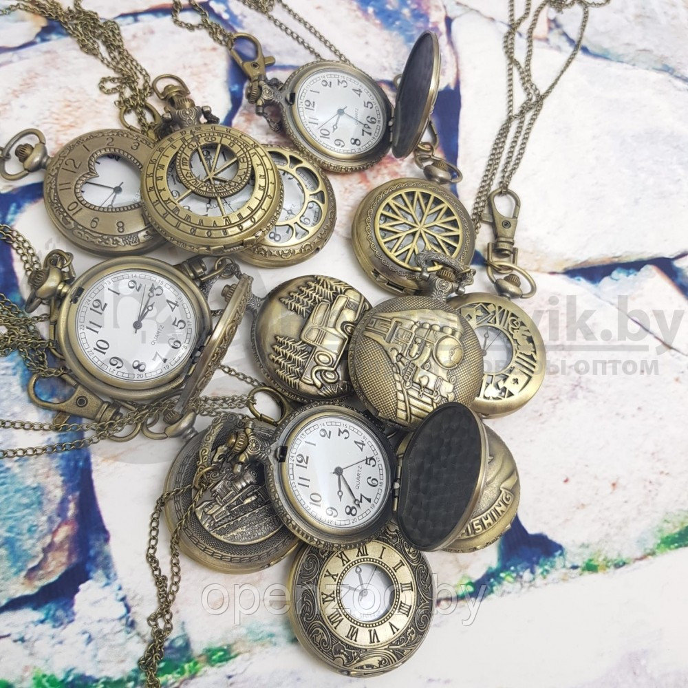 Карманные часы с цепочкой и карабином Паровоз - фото 3 - id-p116017853