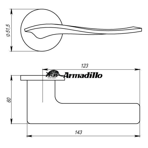 Дверная ручка ARMADILLO AQUA URS BPVD-77 (вороненый никель) - фото 2 - id-p116080615