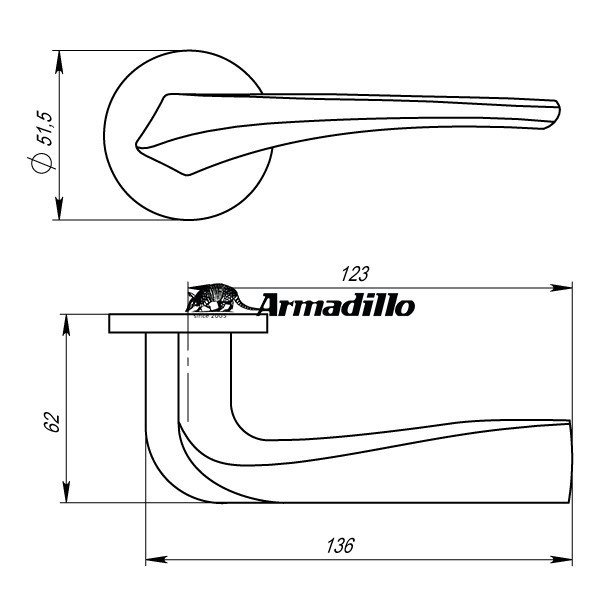 Дверная ручка ARMADILLO FLAME URS BPVD-77 (вороненый никель) - фото 3 - id-p116080708