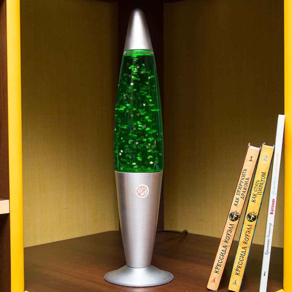 Лава лампа с блестками в сером корпусе 42 см Зеленая - фото 4 - id-p116092869