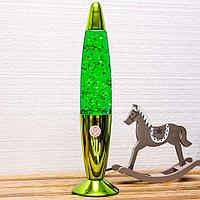 Лава лампа с блестками в цветном корпусе 35 см Зеленая