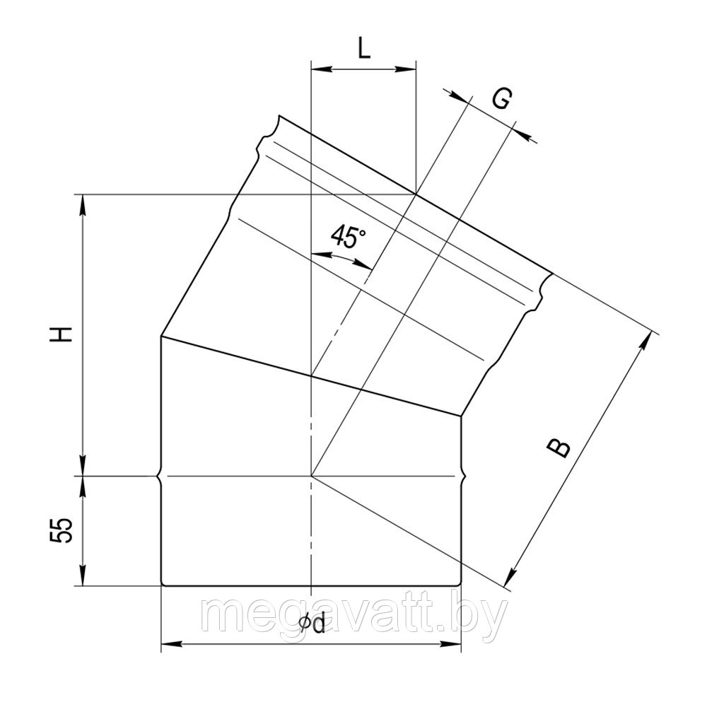 Колено 135° ф. 250-0,8 мм - фото 2 - id-p116094823