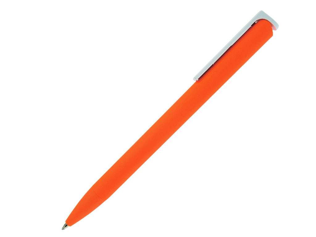 Ручка шариковая, пластик, софт тач, оранжевый/белый, Click