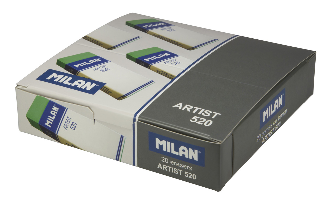 Ластик Milan "Artist 520", прямоугольный, пластик, картонный держатель, 61*23*12мм, арт. CPM520(работаем с юр - фото 2 - id-p113244951