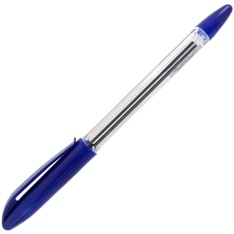 Ручка шариковая, прозрачный корпус, резиновый упор, синяя, 0,7 мм, арт. SBP106/BU(работаем с юр лицами и ИП) - фото 2 - id-p113245781