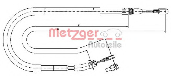 ТРОС СТОЯНОЧНОГО ТОРМОЗА левый MERCEDES BENZ: SPRINTER CH.3550-REAR (LH/SX) TEL WDB903663 MOD. 741.408/02-4T