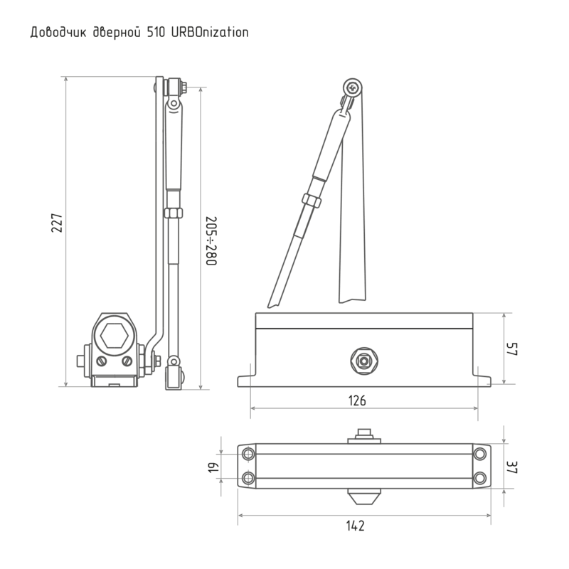 Доводчик дверной Нора-М 510 URBOnization (от 15 до 60 кг) коричневый - фото 2 - id-p116168511