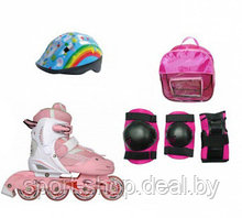 Комплект роллера PW121A бело-розовый, комплект роллера, роликовые коньки, детские ролики