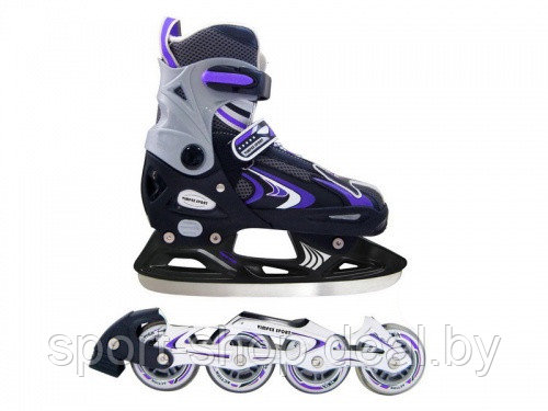 Коньки хоккейные раздвижные VIMPEX SPORT PW-223A-1 (фиолетовые) на алюминиевой раме,коньки,конки хоккейные - фото 1 - id-p103989860