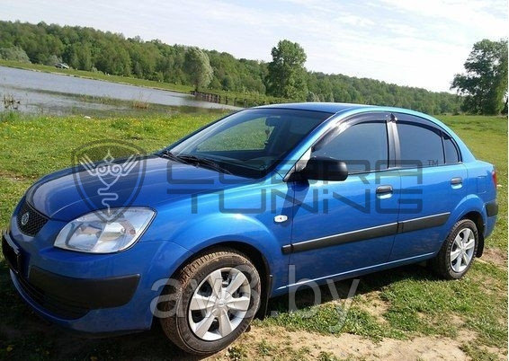 Ветровики Kia Rio 2 седан 2005-2011/Pride седан 2005-2009/ Киа Рио (Cobra Tuning) - фото 2 - id-p60447584