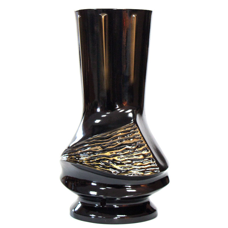 Ваза черный / золото из полимергранита Black Gold №4 22 см