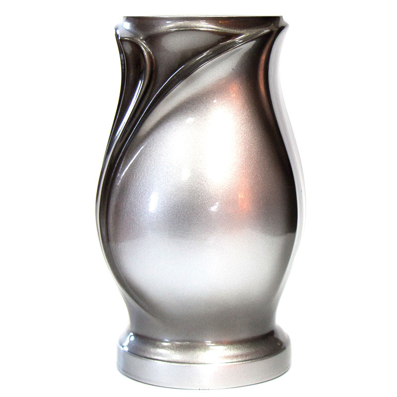 Ваза серебро / черный из полимергранита Silver Black №3 22 см
