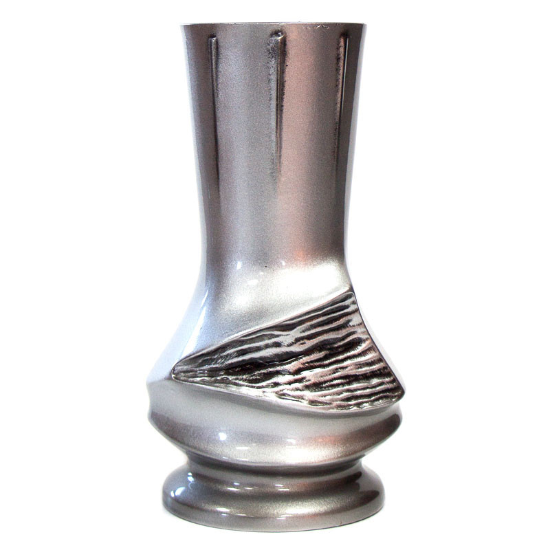 Ваза серебро / черный из полимергранита Silver Black №4 22 см