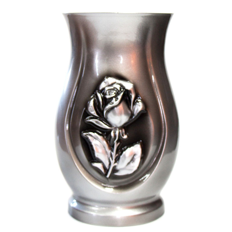 Ваза серебро / черный из полимергранита Silver Black №5 27 см