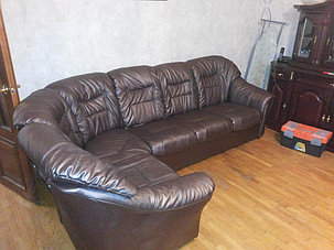 Перетяжка углового дивана и кресла. 2