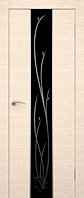 Двери межкомнатные экошпон Перфектлайн ПО Гранд с черным рисунком. Цвет Беленый дуб,Венге.