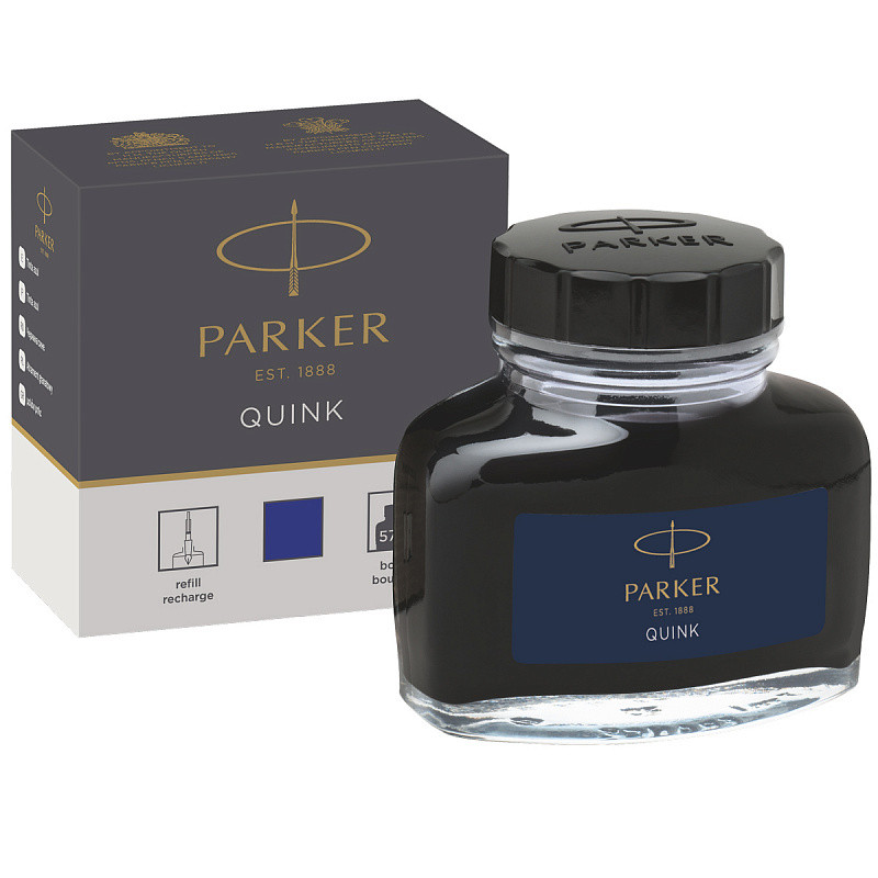 Чернила для перьевых ручек QUINK, флакон 57 мл, цвет синий, арт. PARKER-1950376(работаем с юр лицами и ИП)