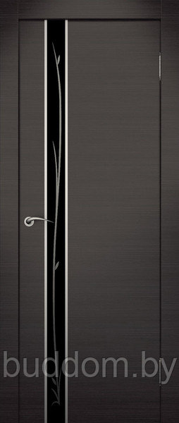 Двери межкомнатные экошпон Перфектлайн ПО Маэстро с черным рисунком