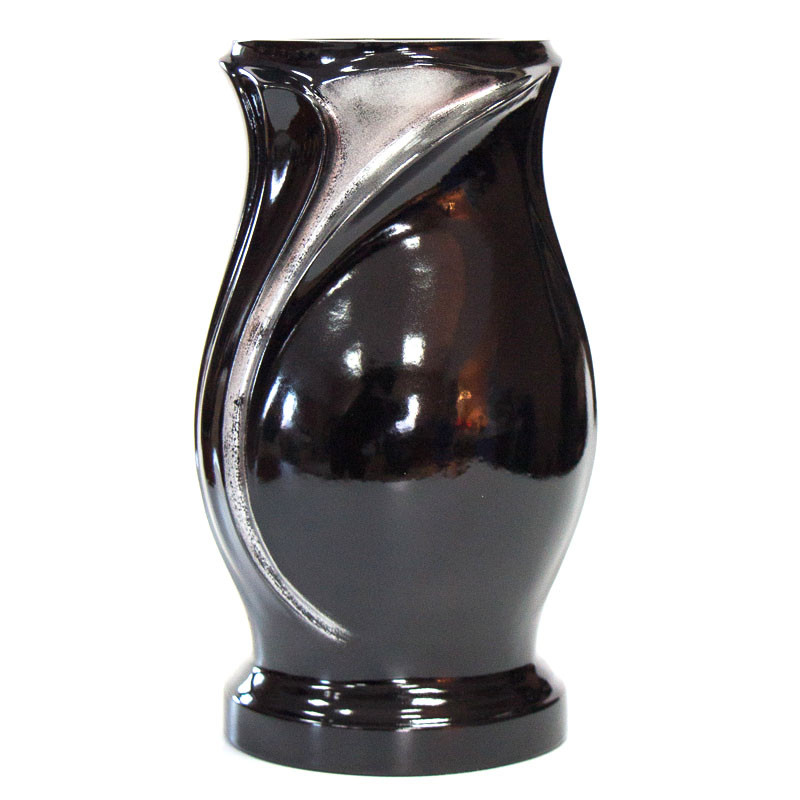 Ваза черный / серебро из полимергранита Black-Silver №3 22 см