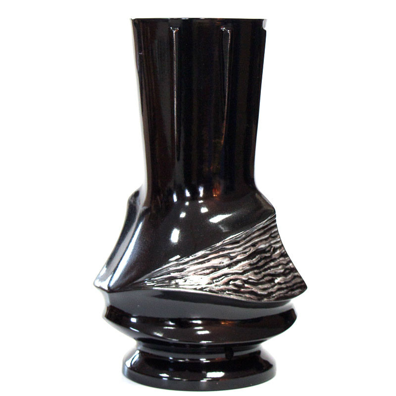 Ваза черный / серебро из полимергранита Black-Silver №4 22 см