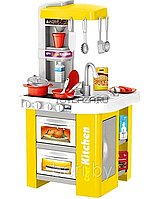 Детская игровая кухня 922-49A с настоящей водой, холодильником, свет, звук, 49 предмета, 73 см желтая