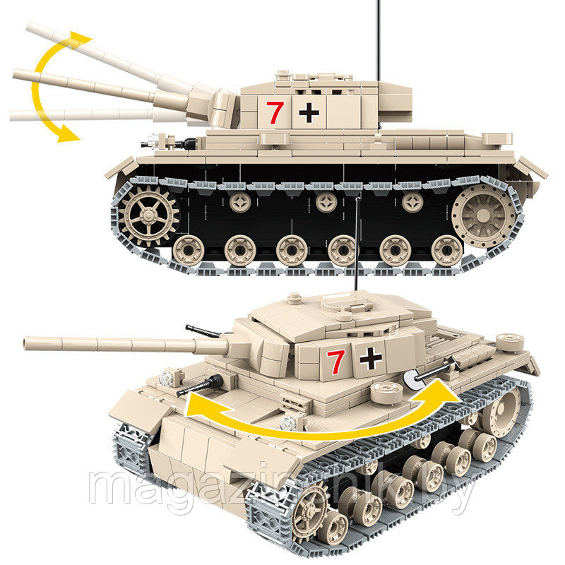 Конструктор Танк Panzerkampfwagen III, 100067, 711 дет., аналог LEGO (Лего) - фото 2 - id-p116336922