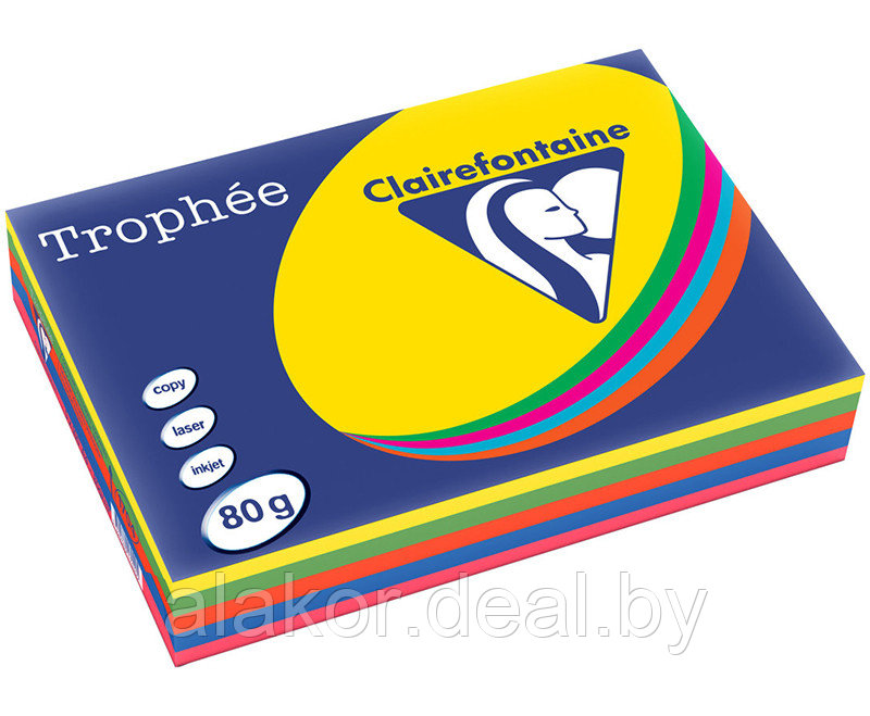Бумага цветная "Trophée", А4, 80г/м2, 500л., интенсив, ассорти - фото 1 - id-p116346271