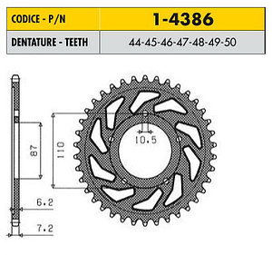 Звездочка ведущая Sunstar 1-4386-44 зубьев