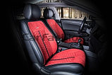 Накидки универсальные на передние сиденья для авто CarFashion Premium/ STALKER Цвет красный/черный/красный, фото 2