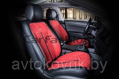 Накидки универсальные на передние сиденья для авто CarFashion Premium/ STALKER Цвет красный/черный/красный - фото 2 - id-p116375028