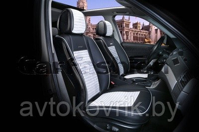 Накидки универсальные на передние сиденья для авто CarFashion Premium/ MADRID Цвет черный/серый/серый/серый - фото 2 - id-p116375030