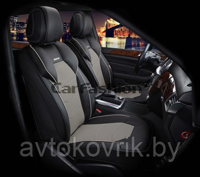 Накидки универсальные на передние сиденья для автомобилей [CarFashion Premium/SAMURAI Цвет серый/серый/черный] - фото 2 - id-p116375060