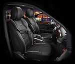 Накидки универсальные на передние сиденья для автомобилей [CarFashion Premium/SAMURAI Цвет белый/бел/черн] - фото 1 - id-p116375062