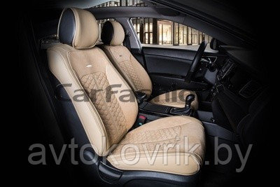 Накидки универсальные на передние сиденья для автомобилей [CarFashion Premium/STALKER Цвет беж/бежевый/беж] - фото 2 - id-p116375082