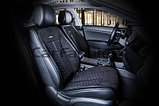 Накидки универсальные на передние сиденья для автомобилей [CarFashion Premium/STALKER Цвет черный/черн/синий], фото 2