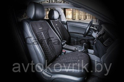 Накидки универсальные на передние сиденья для автомобилей [CarFashion Premium/STALKER Цвет черный/чер/т.сер] - фото 2 - id-p116375085