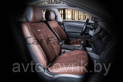 Накидки универсальные на передние сиденья для автомобилей [CarFashion Premium/STALKER Цвет кофе/кофе/кофе] - фото 2 - id-p116375087